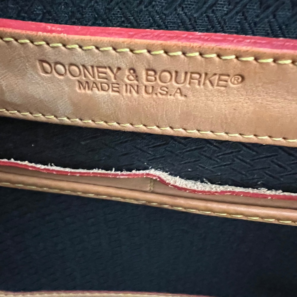 Dooney & Bourke Navy Blue Canvas Leather Trim Tote Bag Gold Hardware Shopper - Picture 13 of 16